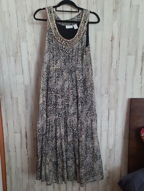 Beaded Black and White Maxi Dress